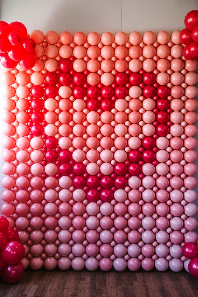 Balloon wall backdrop - 25 Valentine's Day Balloon Garland Ideas