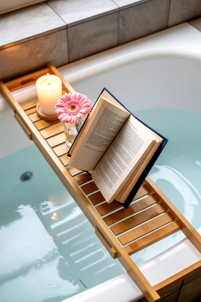 Bamboo Bath Caddy - 25 Valentine's Day Spa Gift Basket Ideas