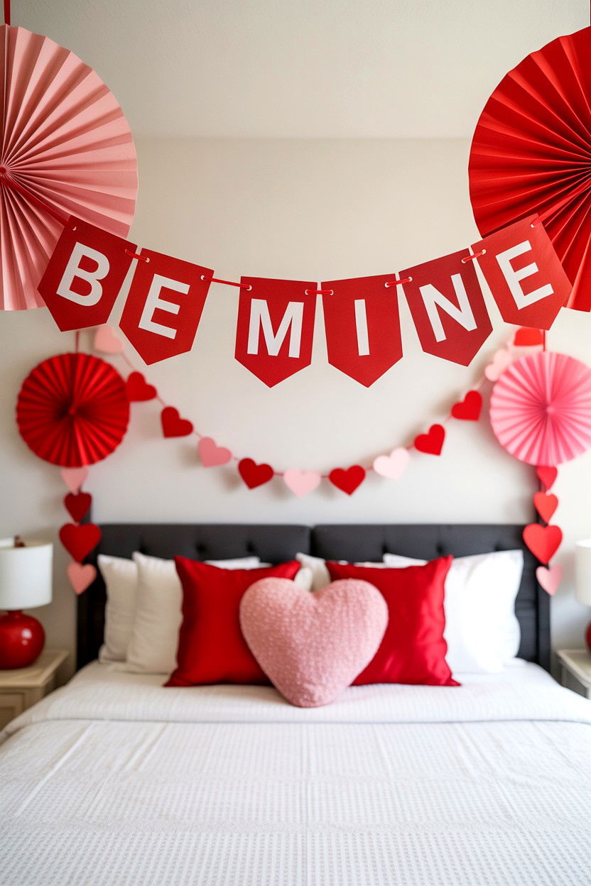 Banner Decor - 25 Budget Valentine's Day Room Setup Ideas