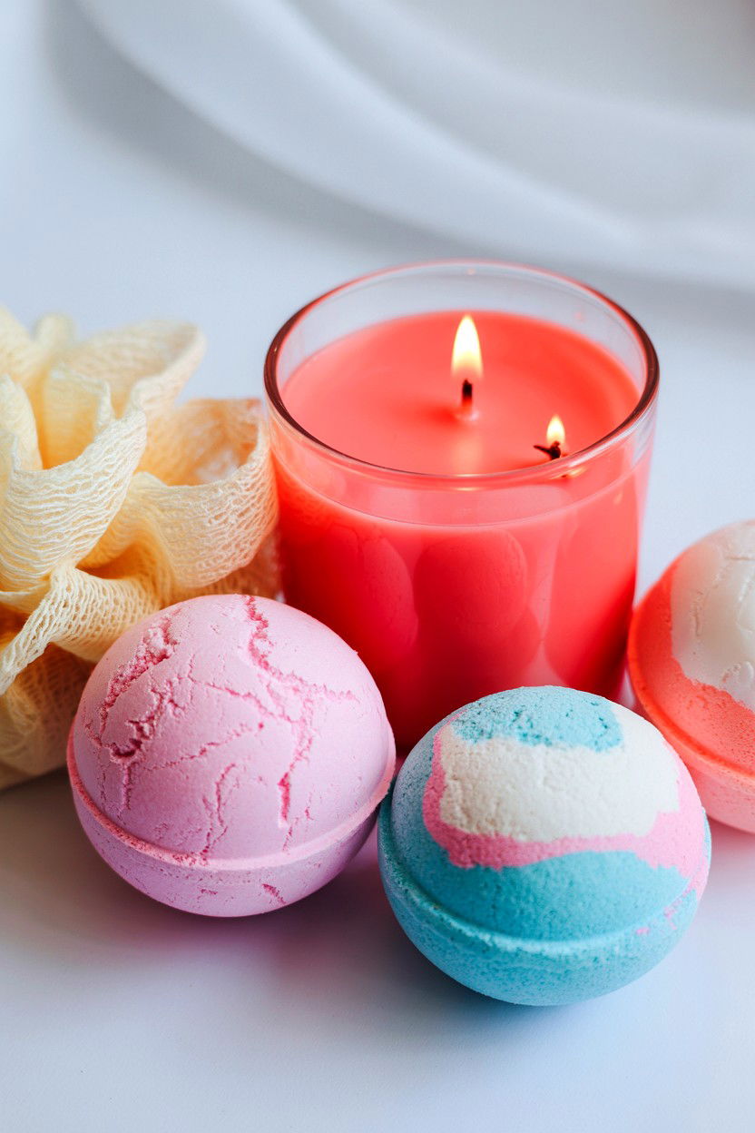 Bath Bomb Candle Set - 25 Valentine's Day Candle Gift Basket Ideas