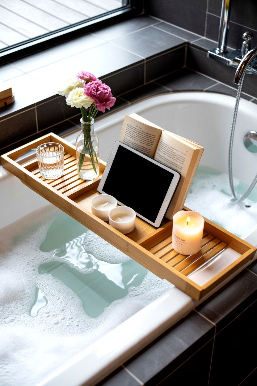 Bath Tray Caddy - 25 Valentine's Day Self Care Gift Ideas