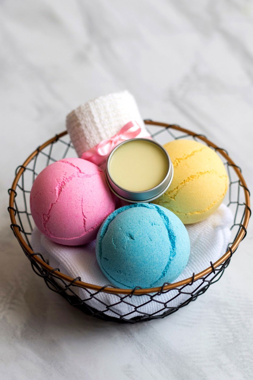 Bath bomb gift basket - 25 Valentine's Day Teacher Gift Basket Ideas