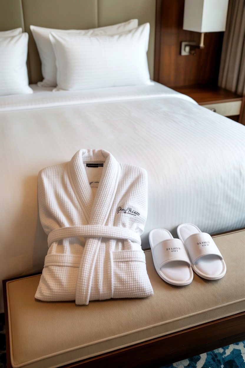 Bathrobe and slipper set - 25 Valentine's Day Relaxation Gift Basket Ideas