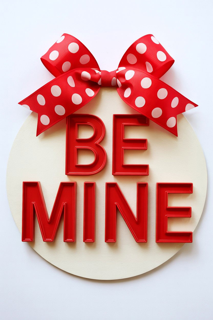 Be Mine Round Sign - 25 Valentine's Day Door Sign Ideas