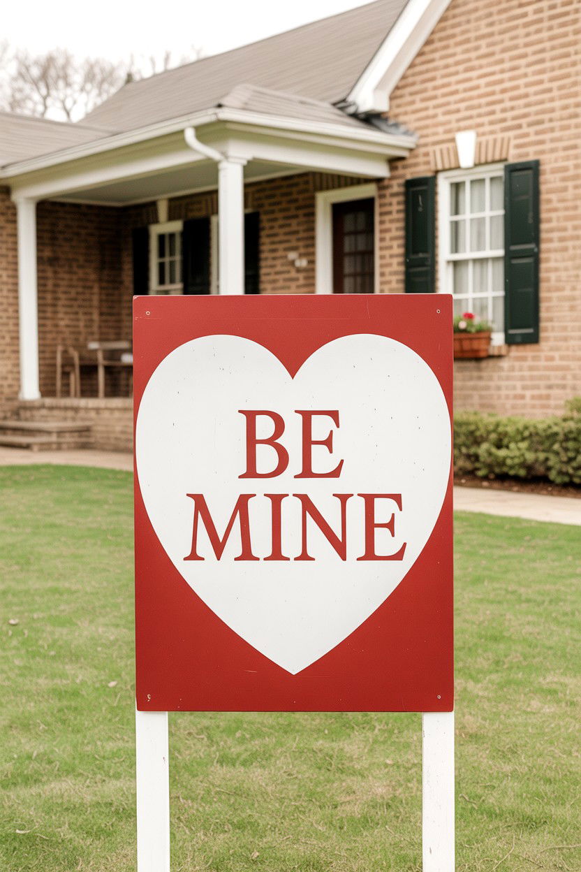 Be Mine Sign - 25 Valentine's Day Yard Sign Ideas