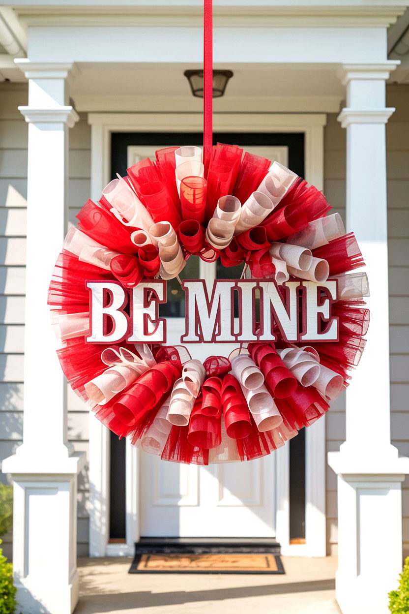 Be Mine Wreath - 25 Deco Mesh Valentine's Day Wreath Ideas