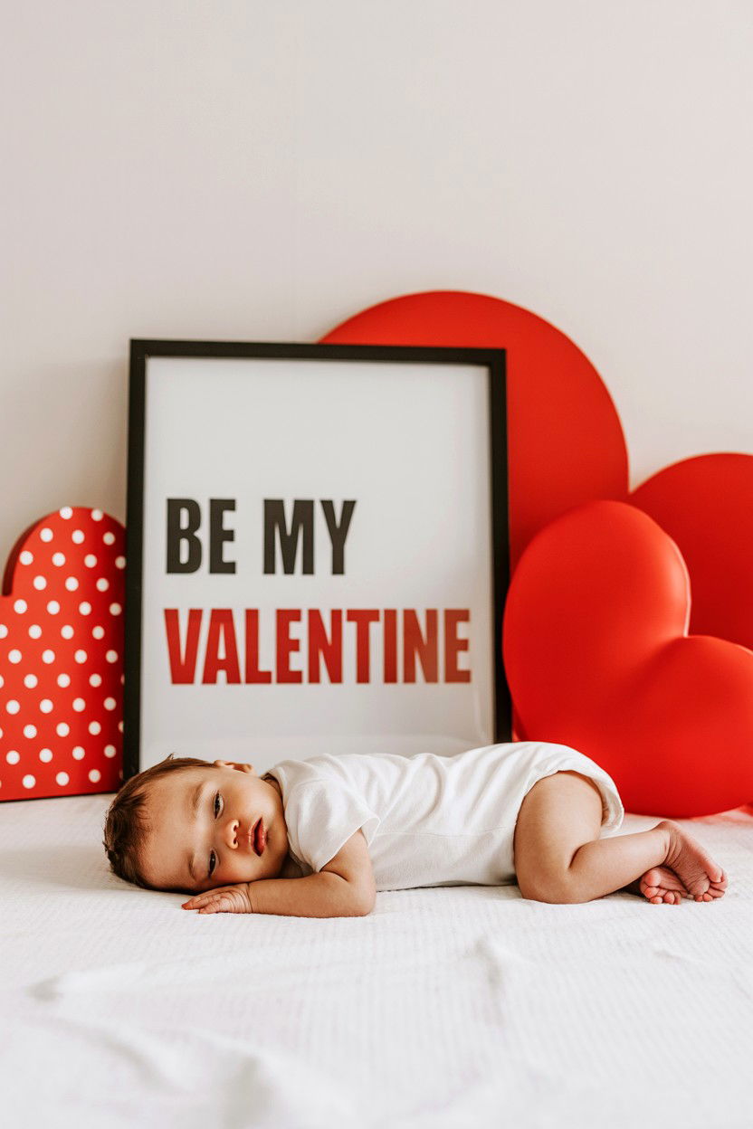 Be My Valentine Sign - 25 Valentine's Day Newborn Photo Ideas