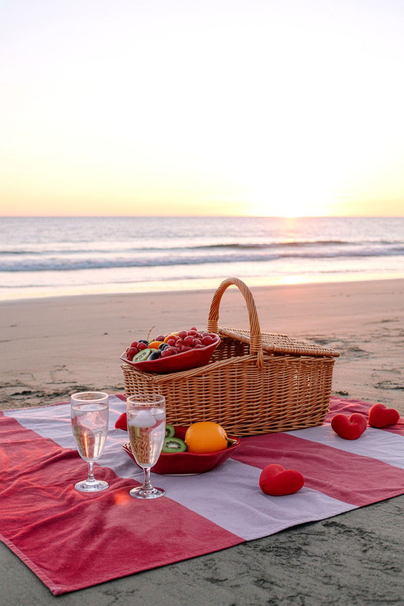 Beach Sunset Picnic - 25 Valentine's Day Sweet Surprise Ideas