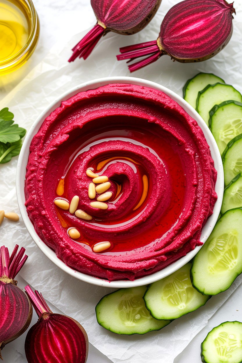 Beet Hummus Dip - 25 Valentine's Day Potluck Party Ideas