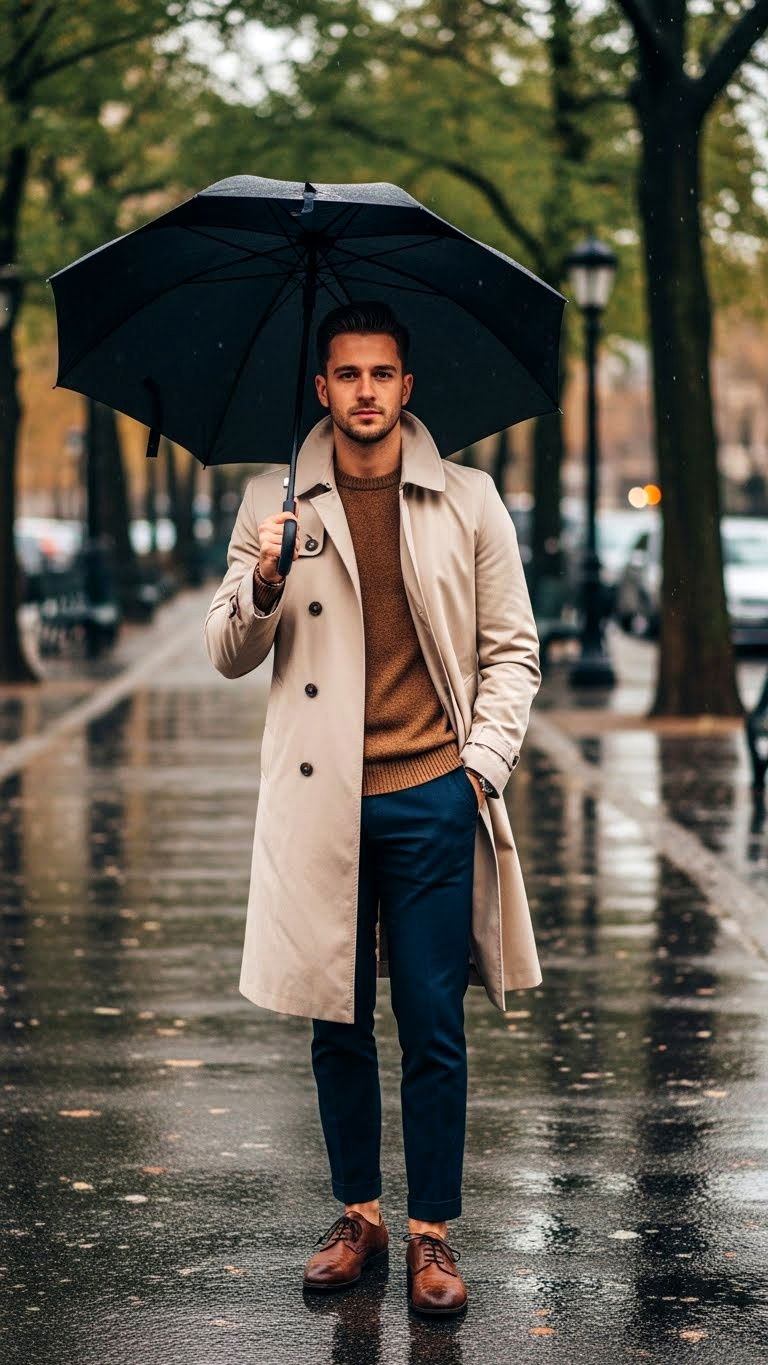 Beige trench coat outfit - 25 valentine's day outfit ideas for men