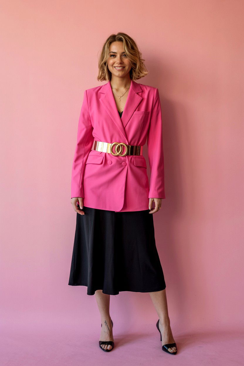 Belted blazer look - 25 Valentine's Day Blazer Outfits