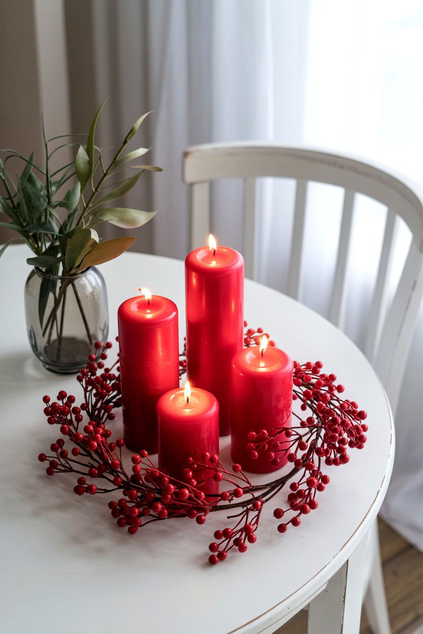 Berry Pillar Candles - 25 Valentine's Day Pillar Candle Ideas