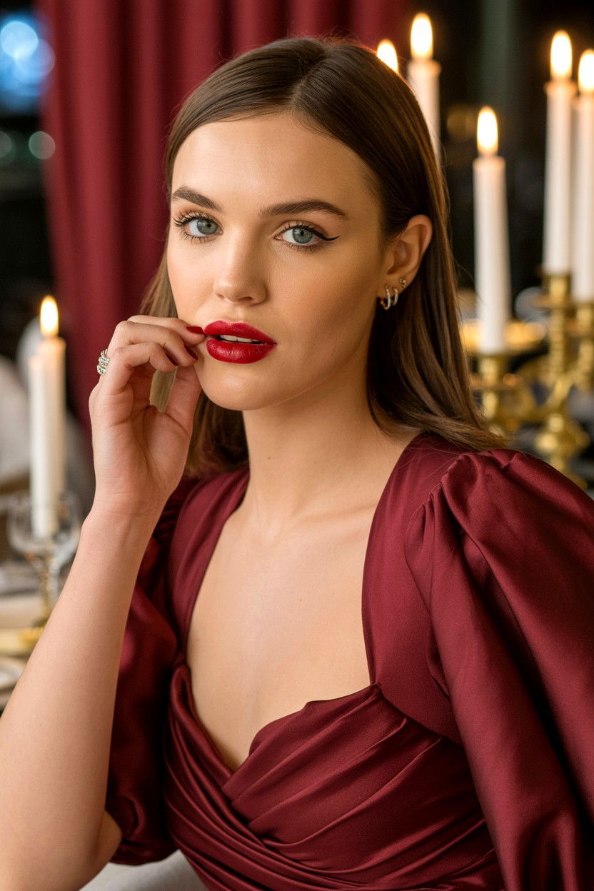 Berry Red Lip Look - 25 Berry Lip Valentine's Day Looks