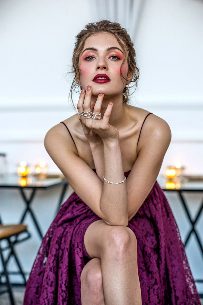 Berry lip stain - 25 Glamorous Valentine's Day Makeup