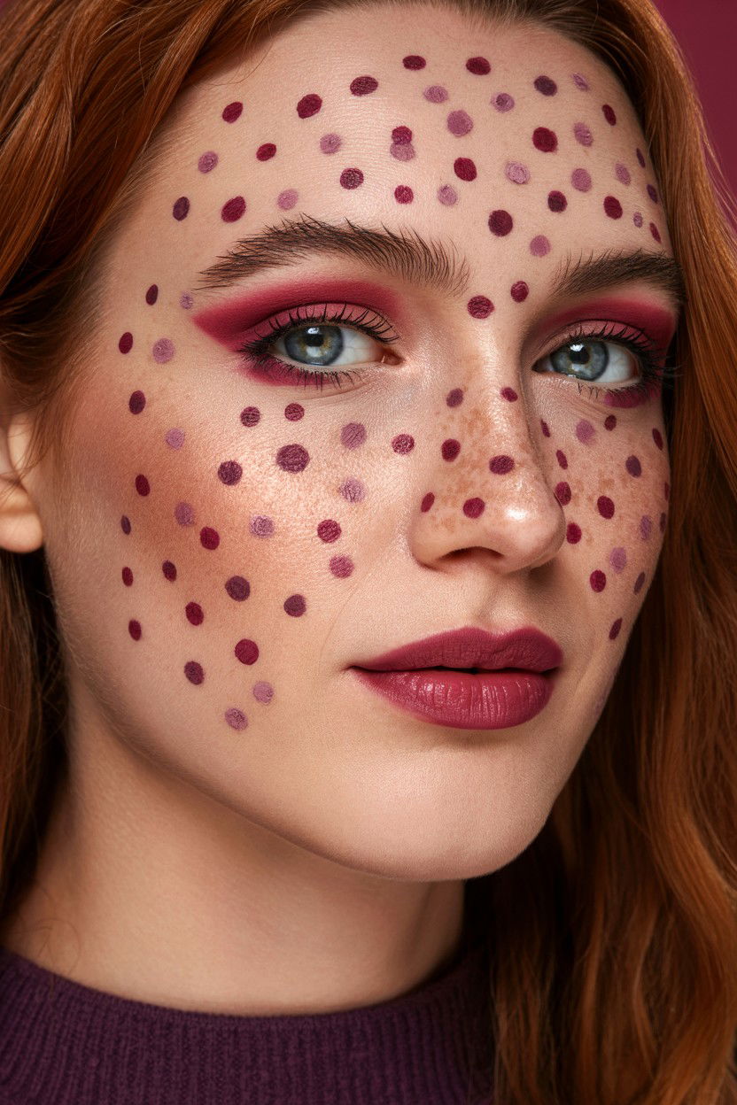 Berry tone freckles - 25 Valentine's Day Freckle Makeup Ideas