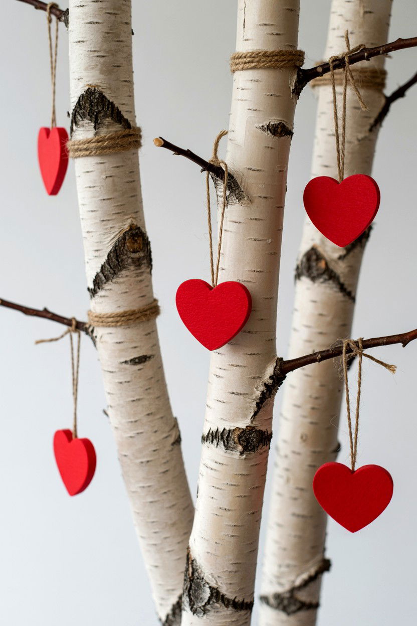 Birch Branch Decor - 25 Rustic Valentine's Day Decorations