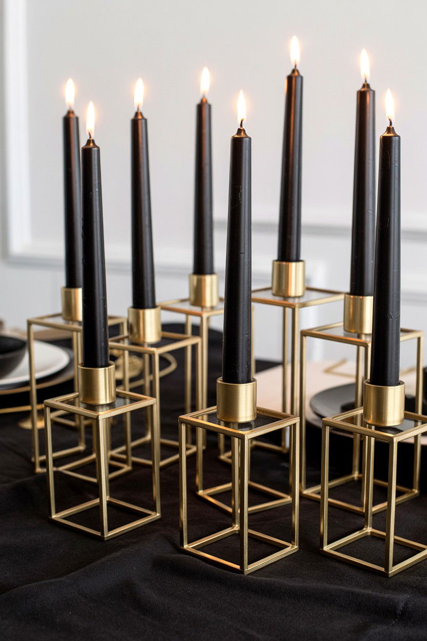 Black And Gold Candle Setting - 25 Valentine's Day Candle Centerpiece Ideas