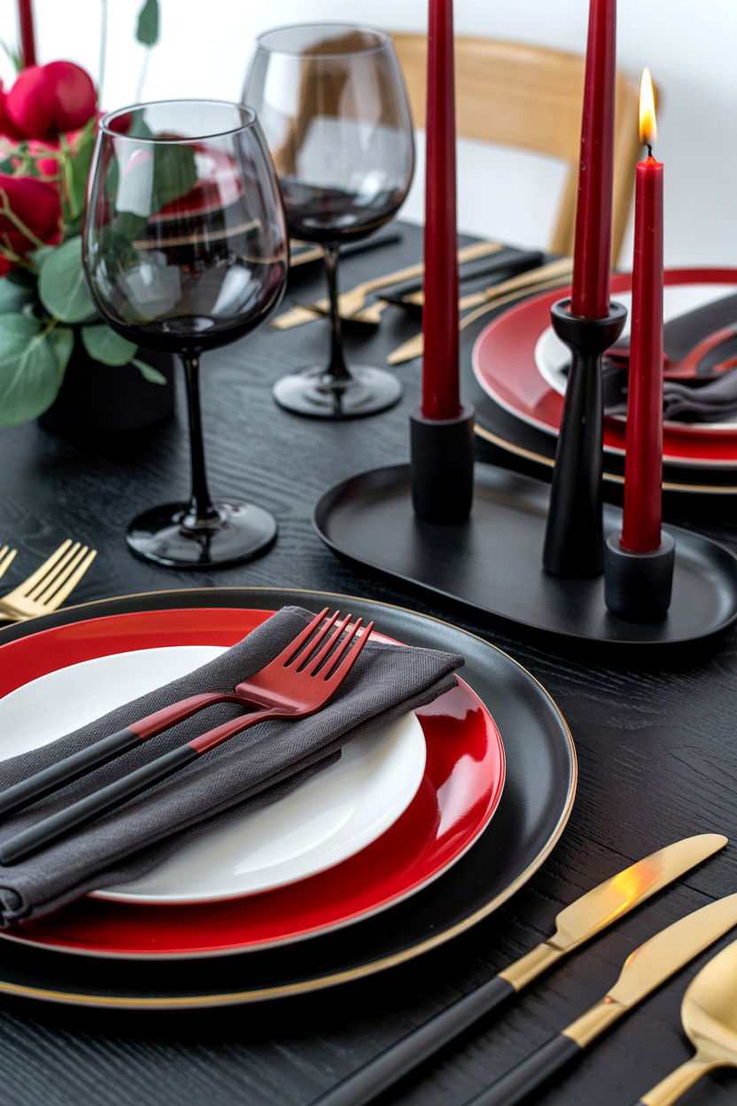Black And Red Charger - 25 Valentine's Day Charger Plate Ideas
