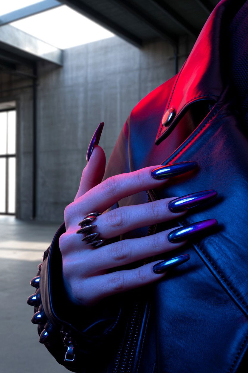 Black Chrome - 25 Chrome Valentine's Day Nail Ideas