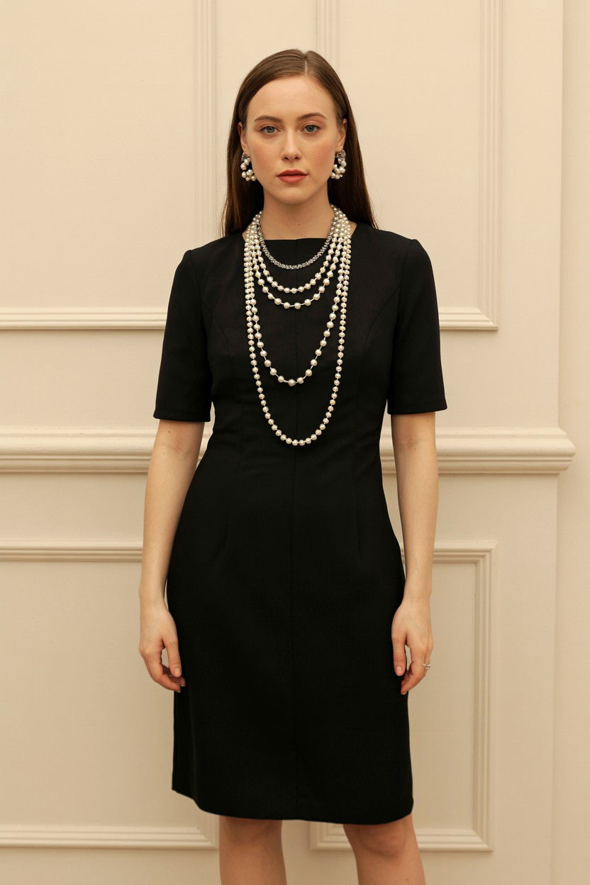 Black Dress With Pearl Jewelry - 25 Valentine's Day Old Money Outfits