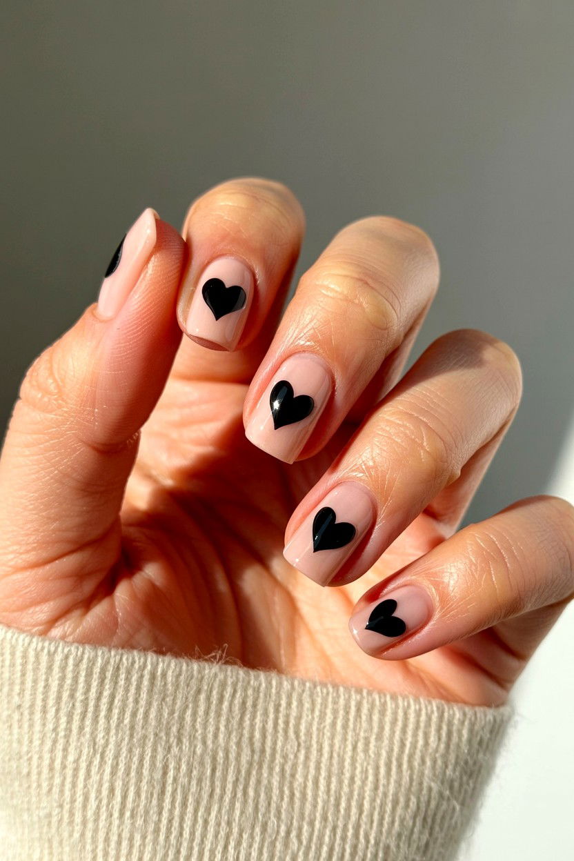 Black Heart Nail Stickers - 25 Valentine's Day Nail Sticker Ideas