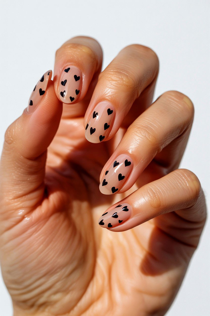 Black Heart Nails - 25 Elegant Valentine's Day Nails