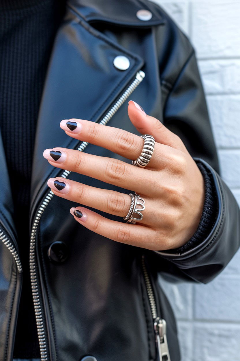 Black Heart Press On Nails - 25 Valentine's Day Press On Nail Ideas