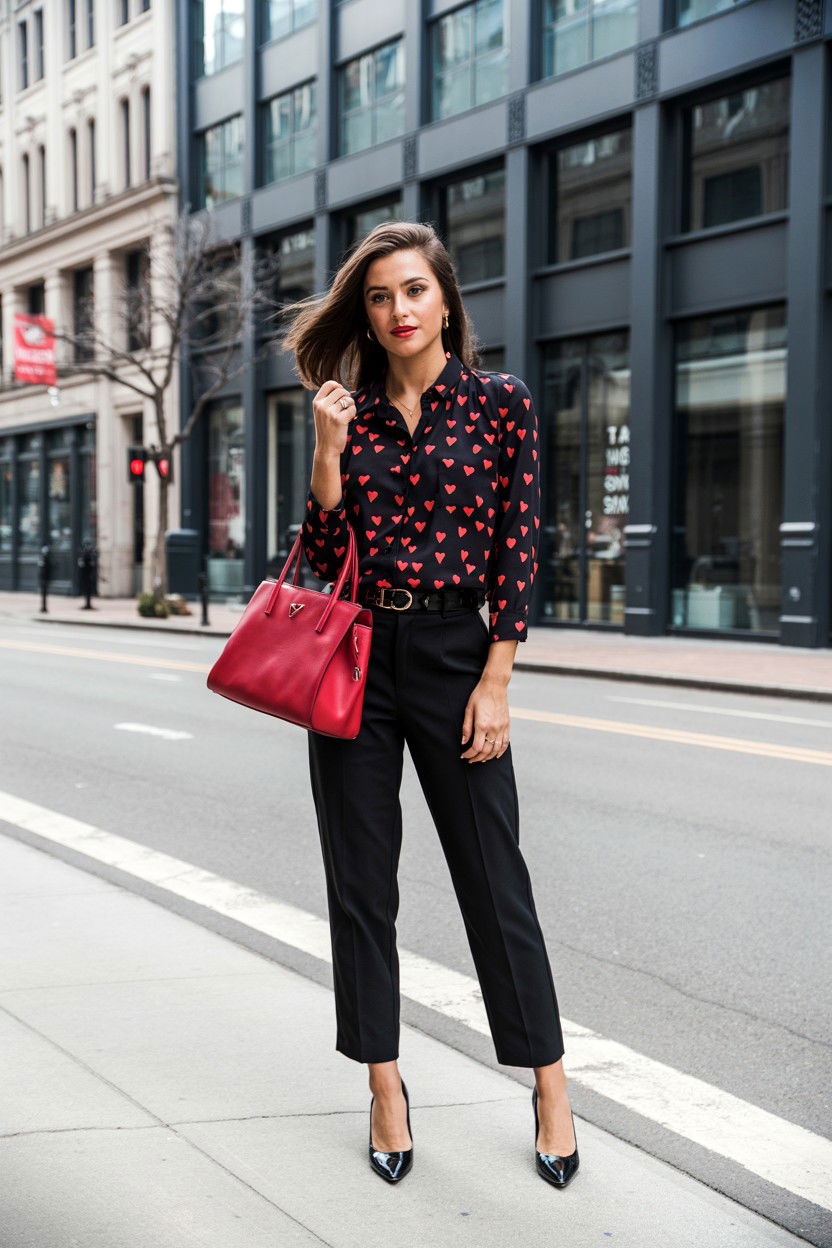 Black Heart Print Top - 25 Cheap Valentine's Day Outfit Ideas