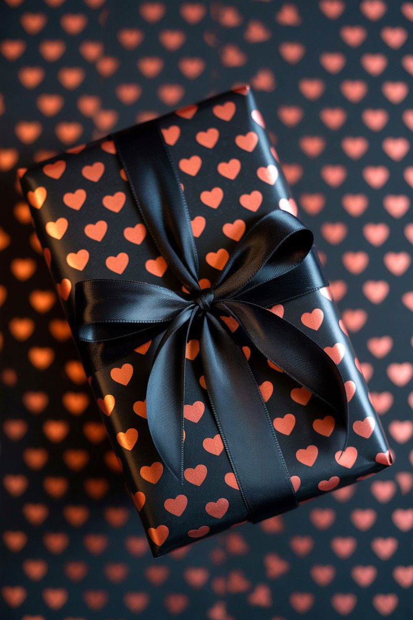 Black Heart Wrapping Paper - 25 Valentine's Day Wrapping Paper Ideas