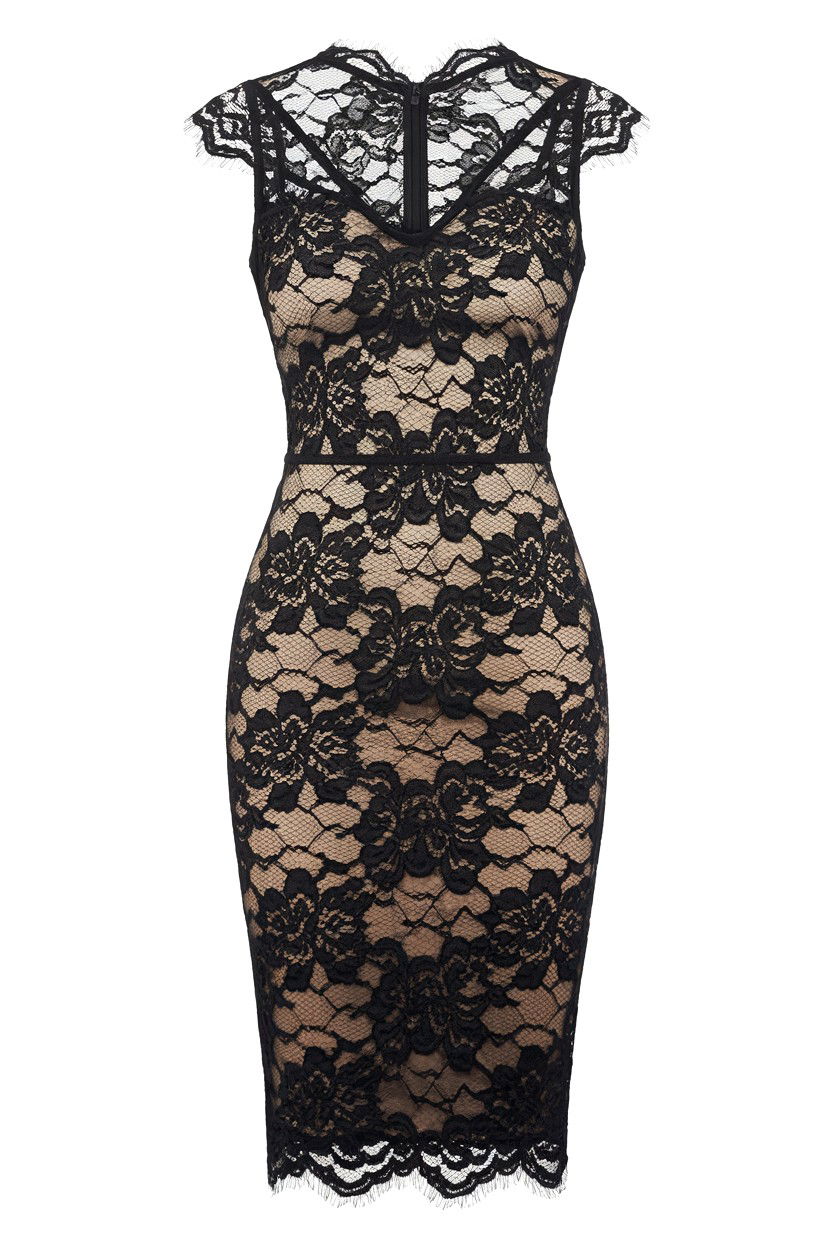 Black Lace Bodycon Dress - 25 Valentine's Day Midi Dress Ideas