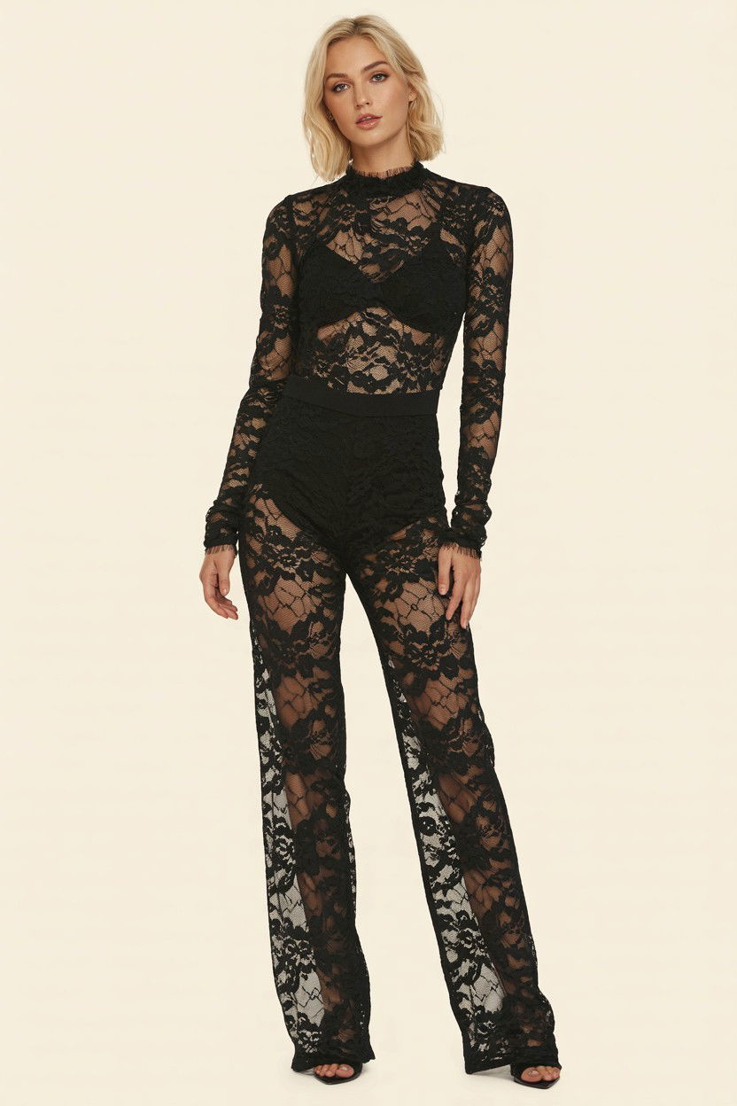 Black Lace Jumpsuit - 25 Valentine's Day Jumpsuit Ideas