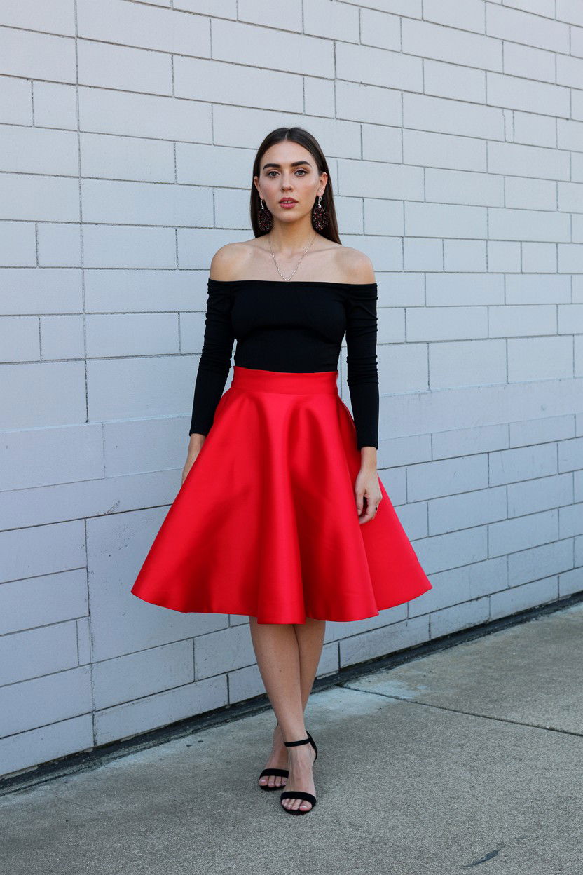 Black Off The Shoulder Top - 25 Valentine's Day Outfit Ideas