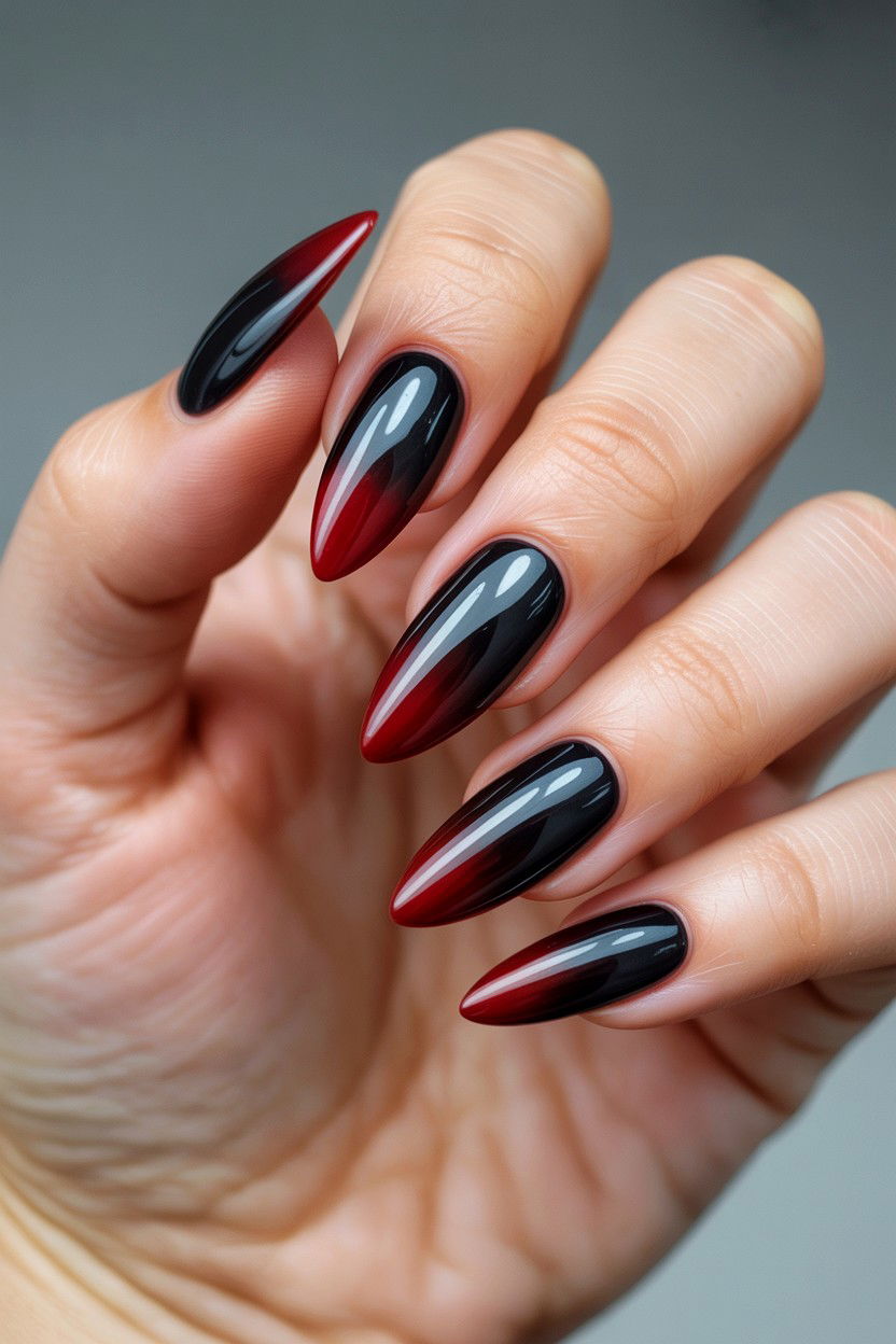 Black Ombre Nails - 25 Ombre Valentine's Day Nail Ideas