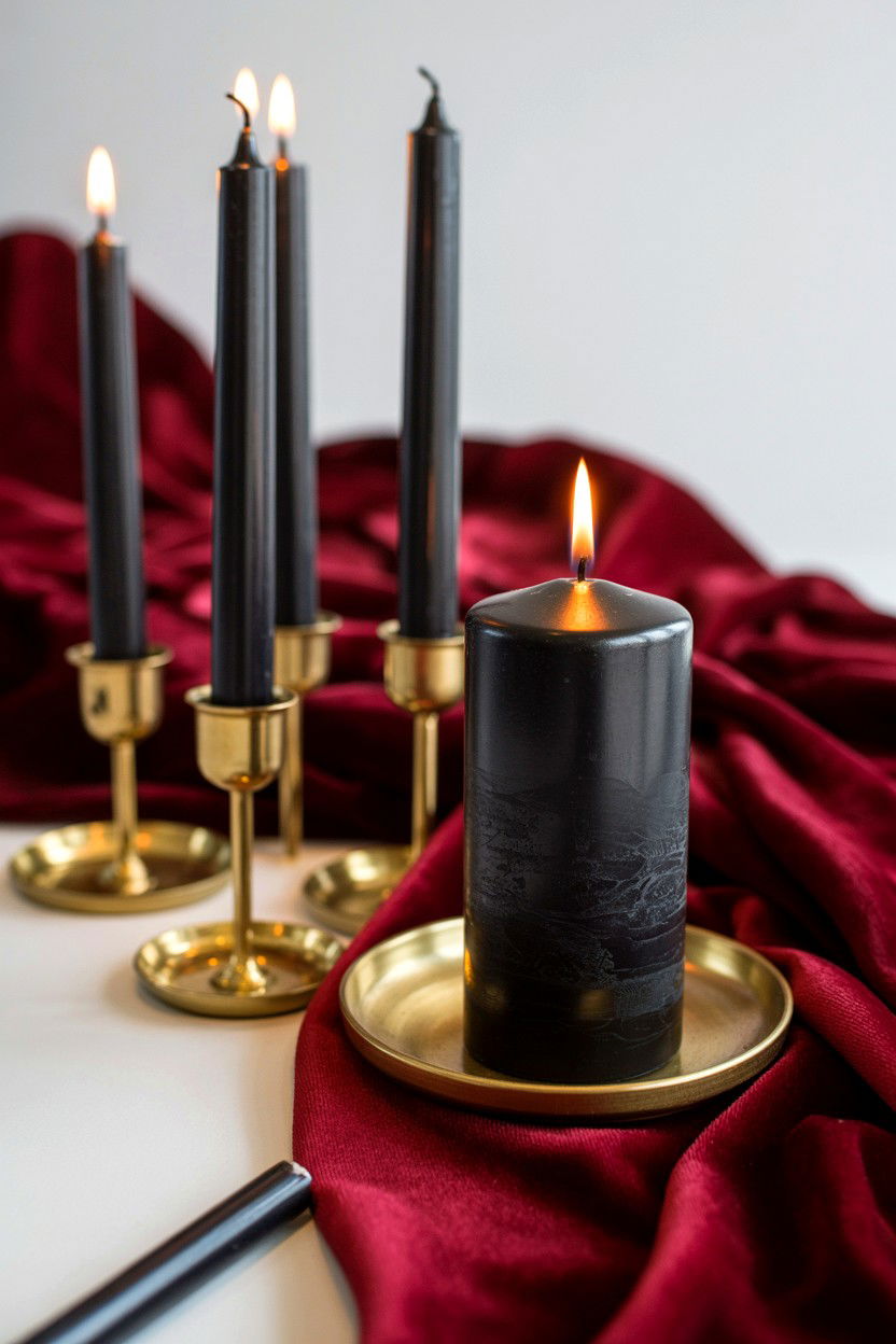 Black Pillar Candles - 25 Valentine's Day Pillar Candle Ideas