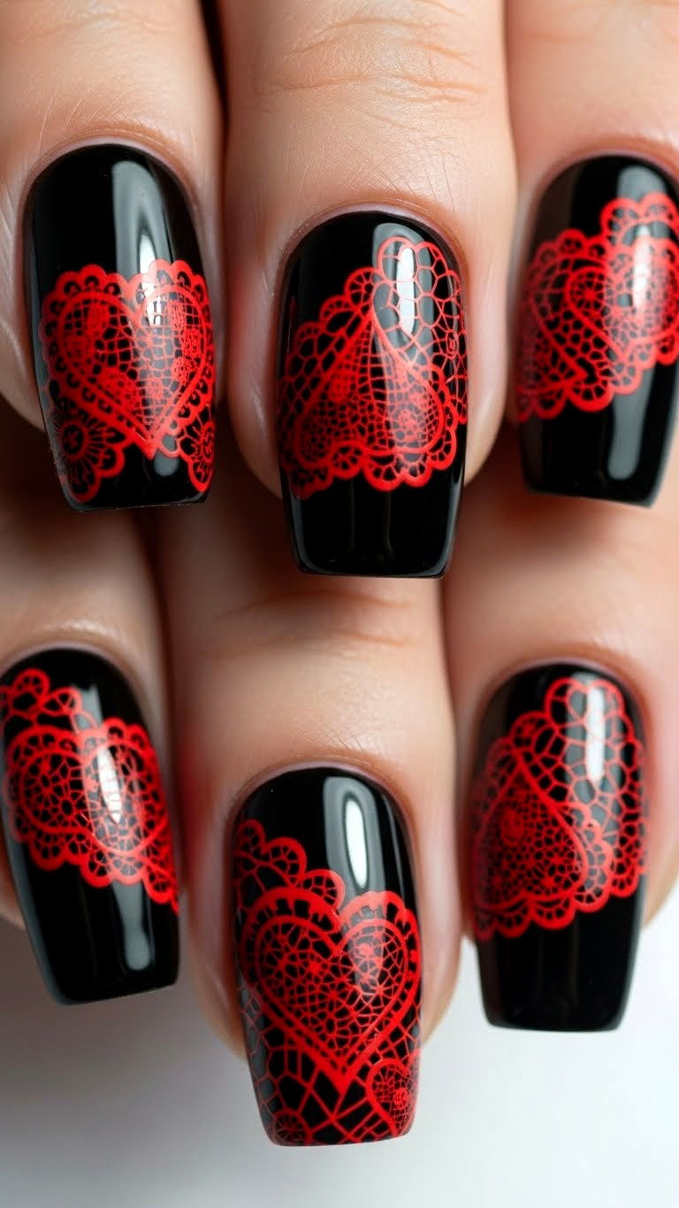 Black Valentine Nails - 25 valentine's day nails