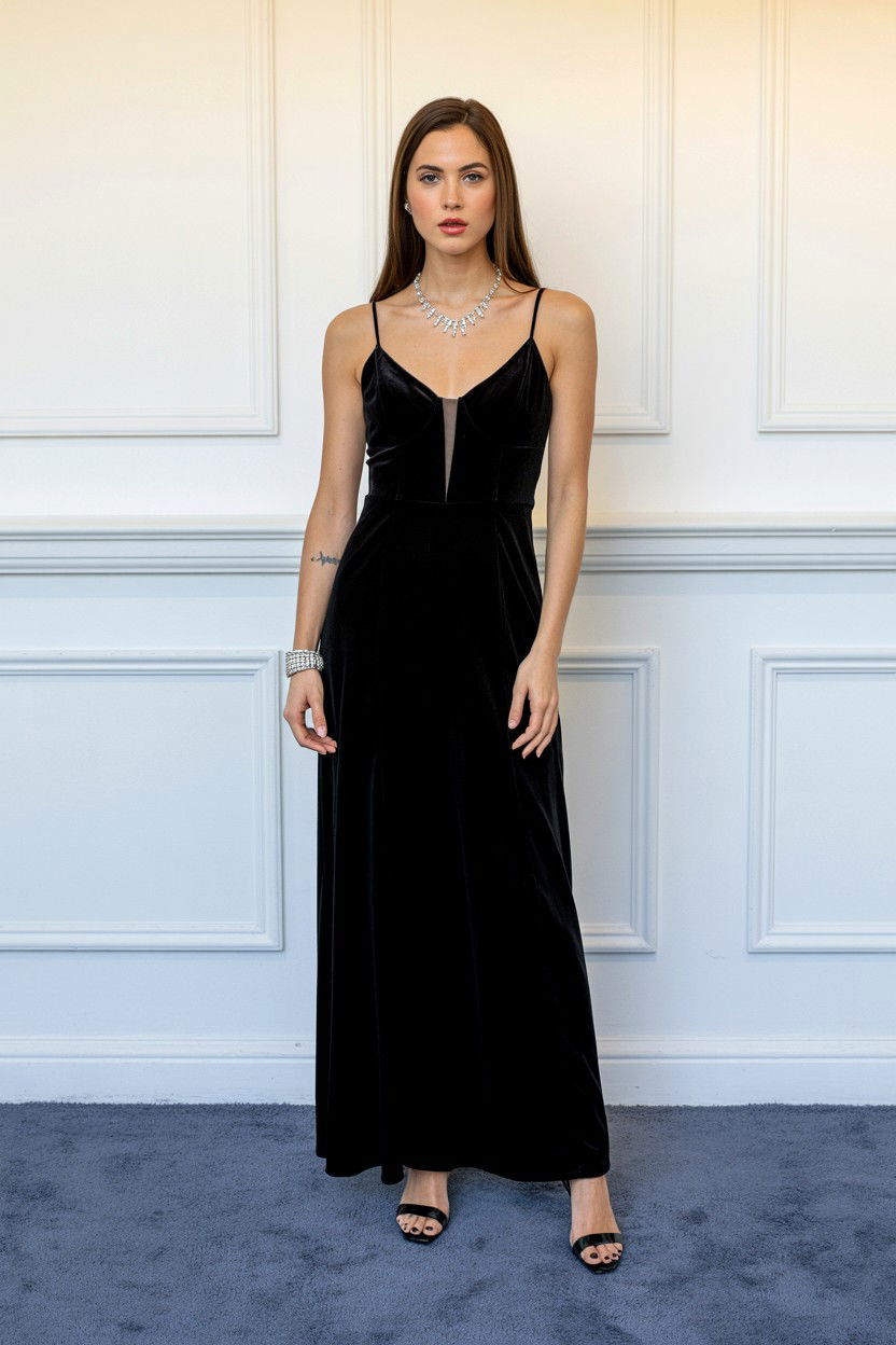 Black Velvet Maxi Dress - 25 Valentine's Day Maxi Dress Ideas