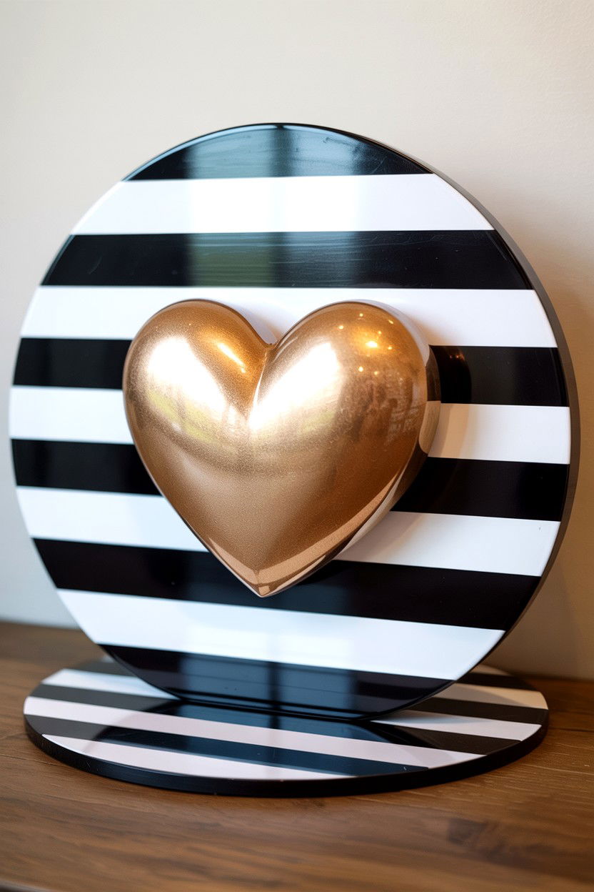 Black White Stripe Sign - 25 Valentine's Day Door Sign Ideas