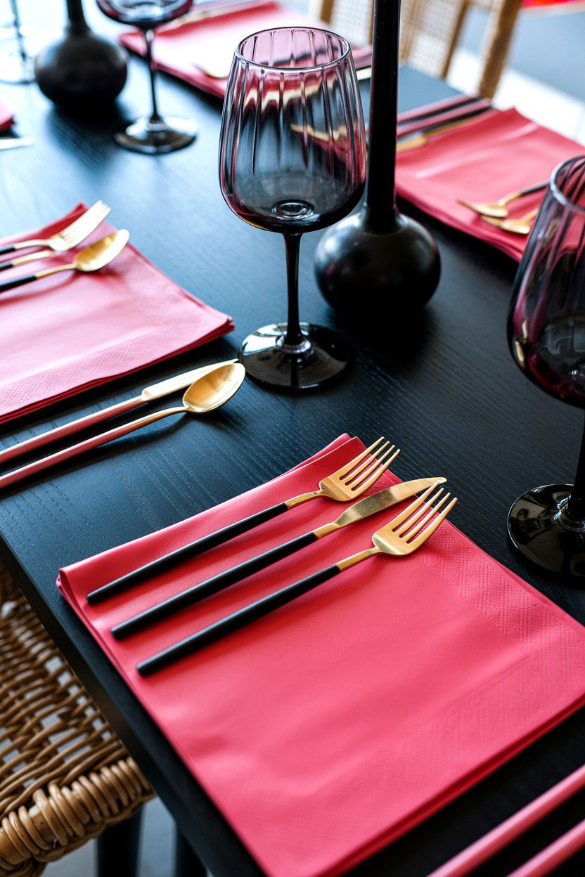Black and Pink Theme - 25 Valentine's Day Brunch Table Ideas