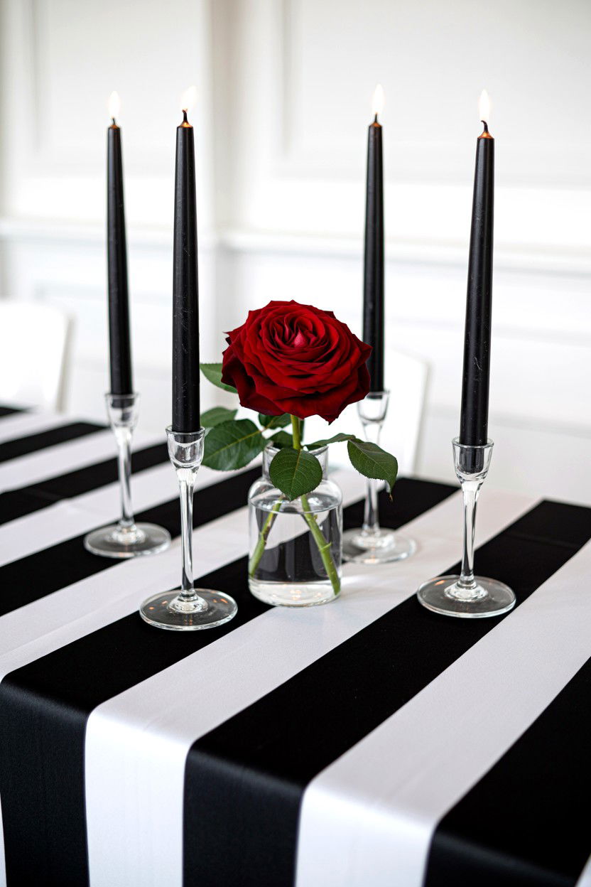 Black and White Table - 25 Valentine's Day Party Table Ideas