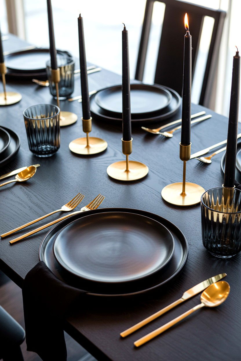 Black and gold romantic table - 25 Valentine's Day Tablescape Ideas