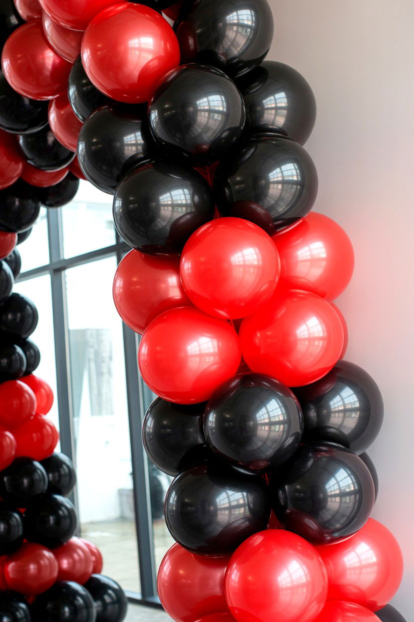 Black and red balloon arch - 25 Valentine's Day Balloon Arch Ideas