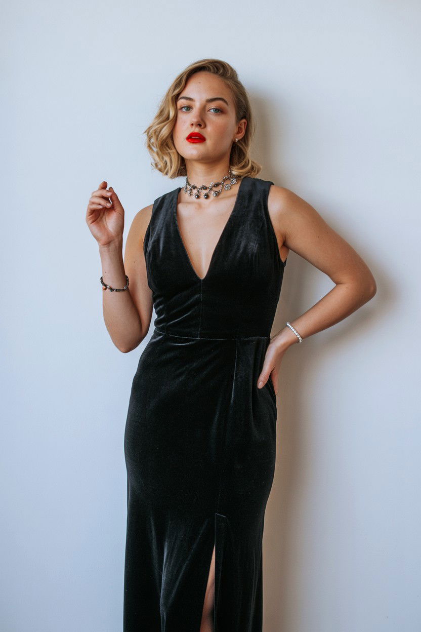 Black velvet dress - 25 Valentine's Day Night Out Outfits