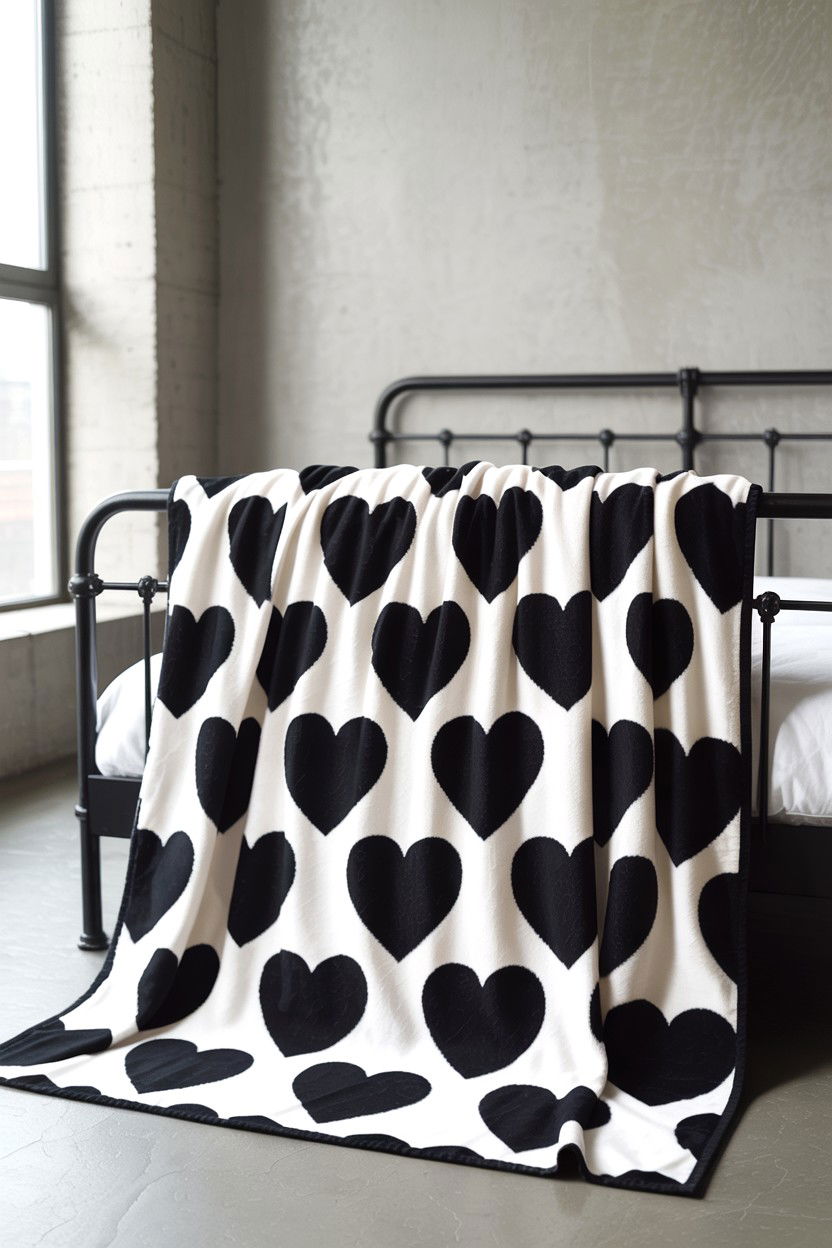 Black white heart blanket - 25 Valentine's Day Throw Blanket Ideas