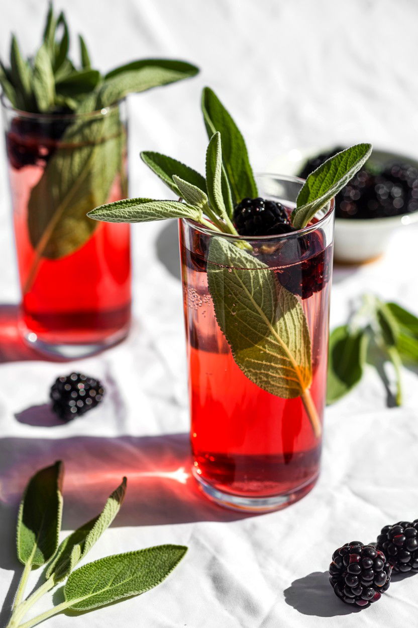 Blackberry Sage Sparkler - 25 Valentine's Day Non Alcoholic Drink Ideas