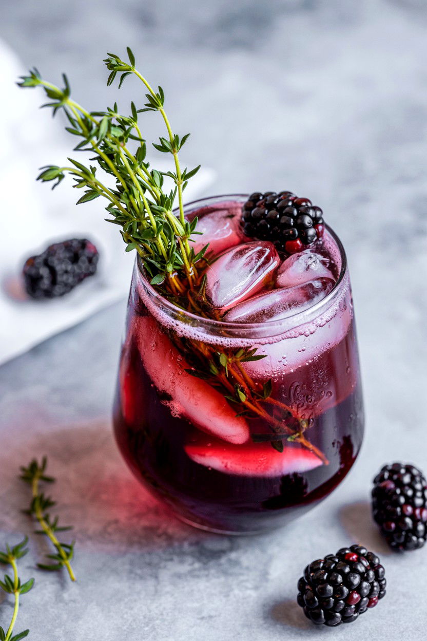 Blackberry Thyme Mocktail - 25 Valentine's Day Mocktail Ideas