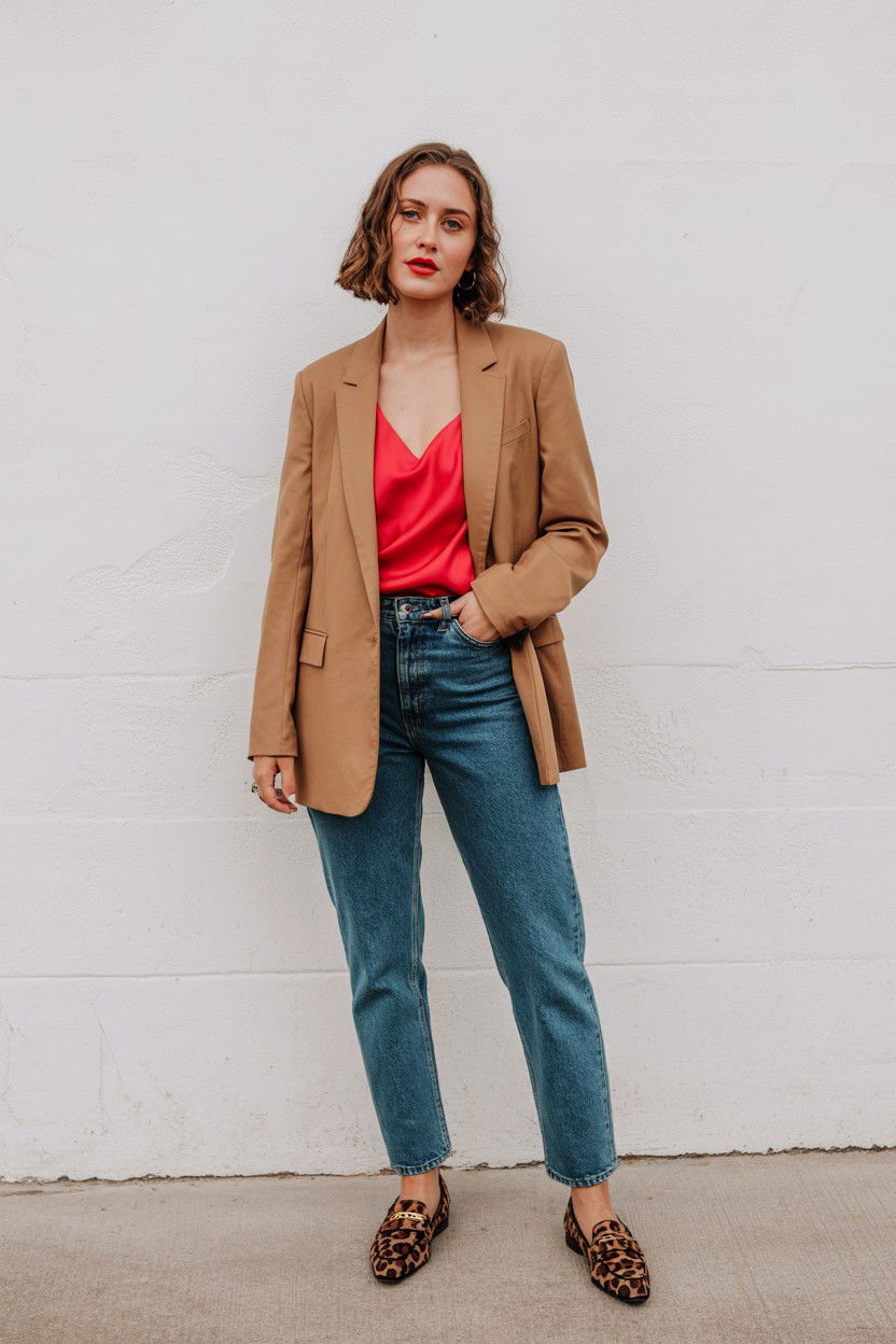 Blazer and straight leg jeans - 25 Valentine's Day Jeans Outfits