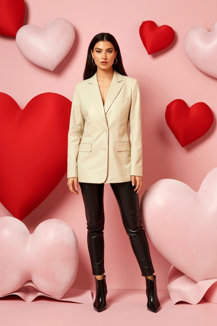 Blazer with leather pants - 25 Valentine's Day Blazer Outfits