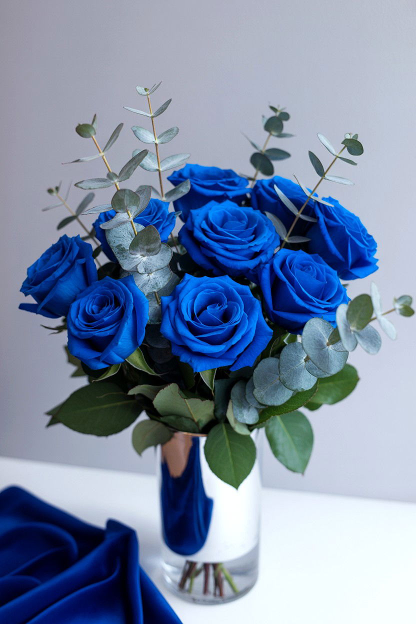Blue rose bouquet - 25 Valentine's Day Rose Arrangement Ideas