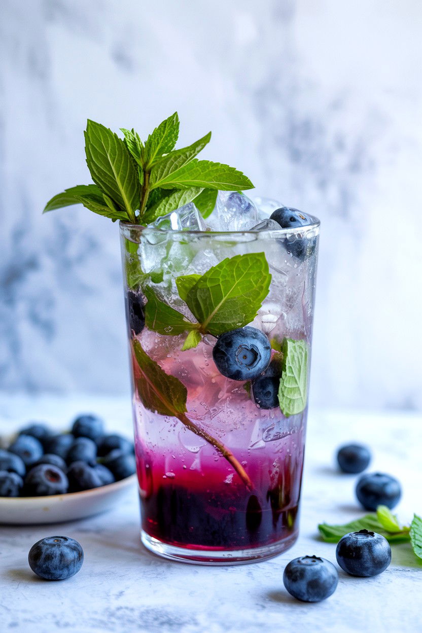 Blueberry Mojito Mocktail - 25 Valentine's Day Mocktail Ideas