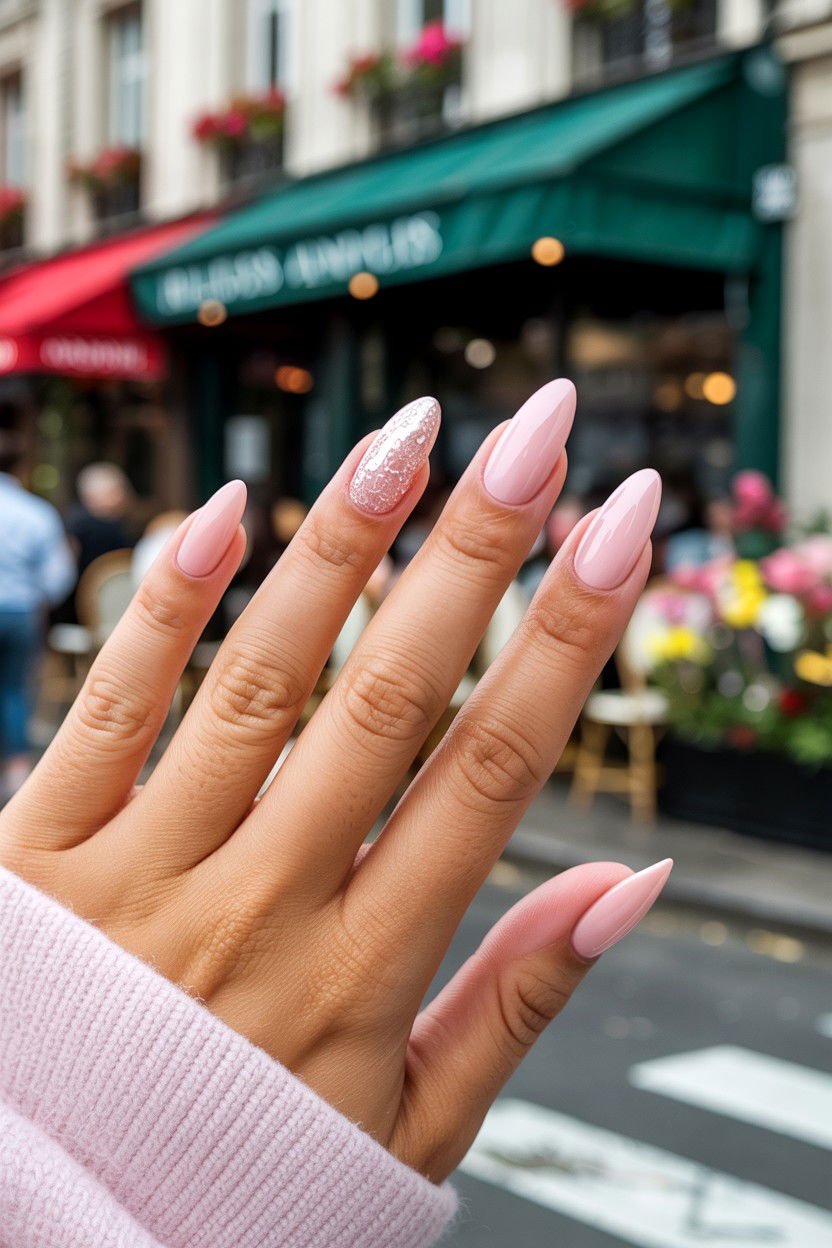 Blush Pink Almond Nails - 25 Blush Pink Valentine's Day Nail Ideas